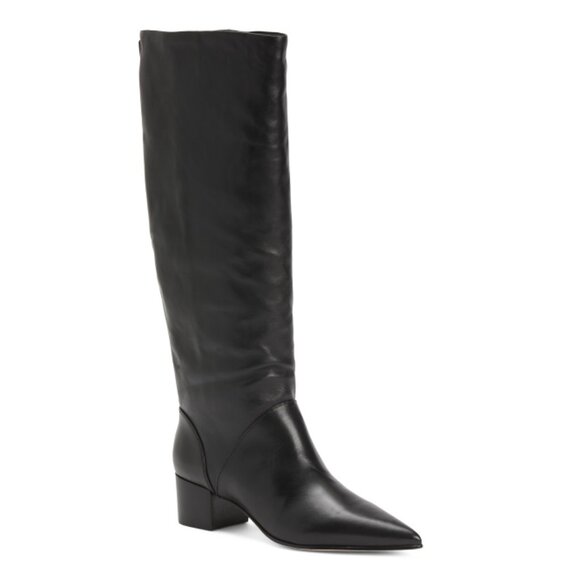 BERNARDO Black Leather Made In Brazil Leather Milano Knee High Boots